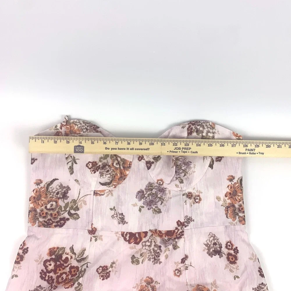 H &‎ M Brock Collection Brocade Print Corset Dress Sz L Couquette Strappy Floral